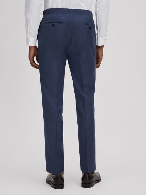 Slim Fit Wool Adjuster Trousers in Bright Blue