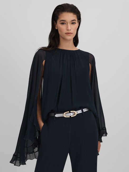 Reiss - francesca pleated cape style top