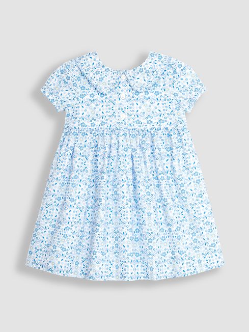 JoJo Maman Bébé Blue Floral Button Front Collar Tea Dress