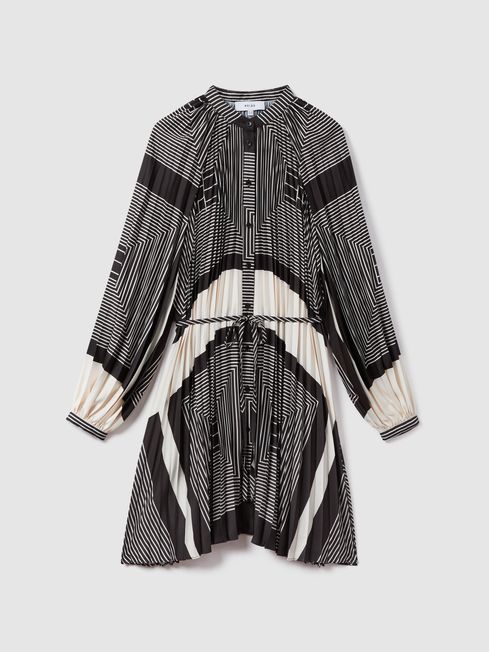 Reiss Bay Printed Pleated Mini Dress REISS Rest of Europe