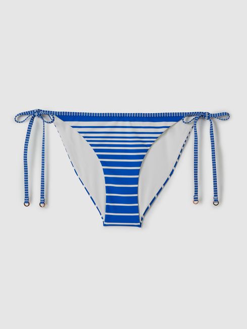 Striped Side Tie Bikini Bottoms in Blue Stripe REISS USA