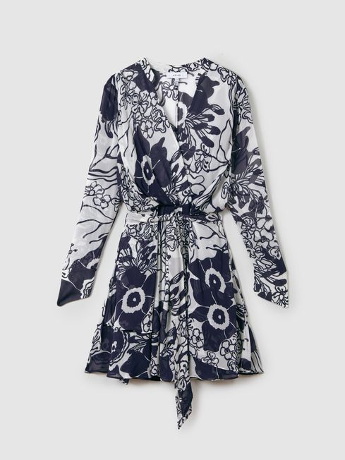 Reiss Sienna Printed Belted Mini Dress | REISS USA