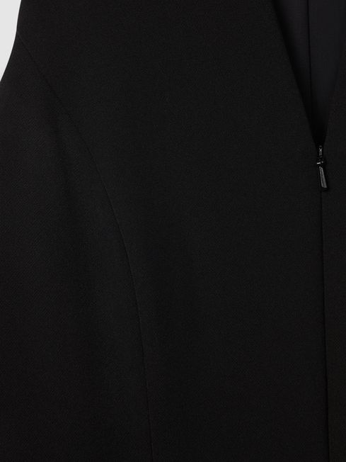 Florere Zip Front Midi Dress in Black