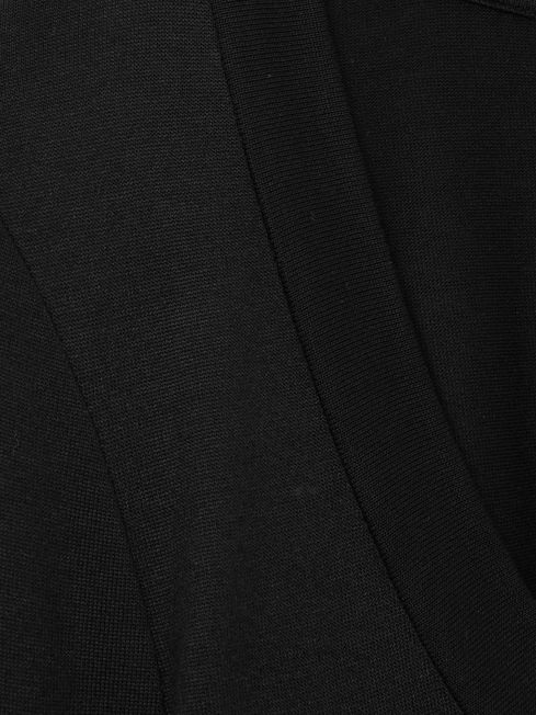 Reiss Black Brady Jersey V-Neck Top