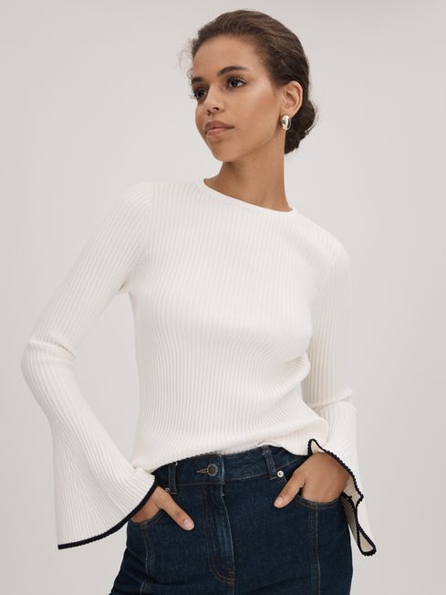 Florere Ribbed Fluted Cuff Jumper