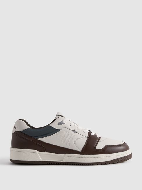 Reiss Brown Astor Leather Lace-Up Trainers