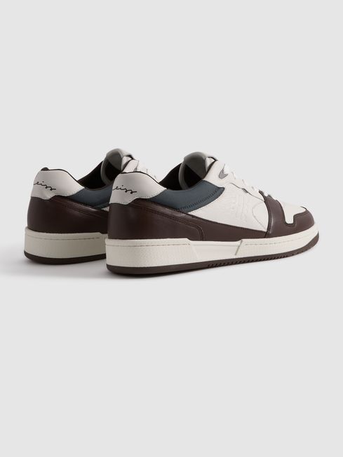 Leather Lace-Up Trainers in Brown