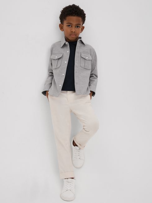 Reiss Soft Grey Thomas 9-13 yrs Brushed Cotton Patch Pocket Overshirt