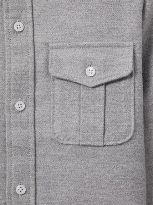 Reiss Soft Grey Thomas 9-13 yrs Brushed Cotton Patch Pocket Overshirt