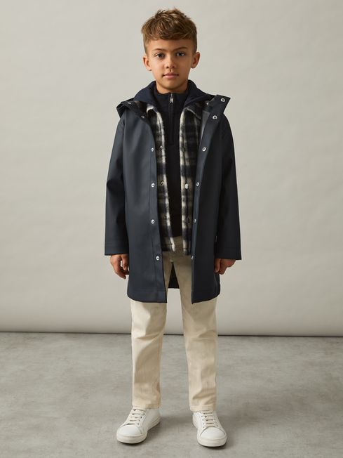 Reiss Navy Eero 9-13 yrs Water Repellent Hooded Coat