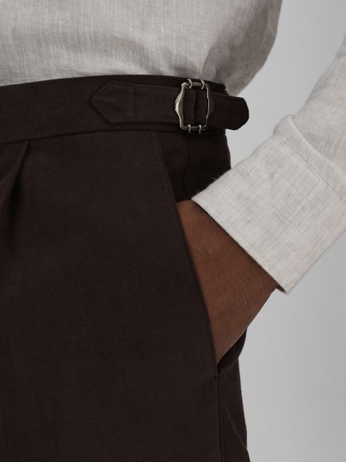 Oscar Jacobson Slim Fit Adjustable Cotton Trousers