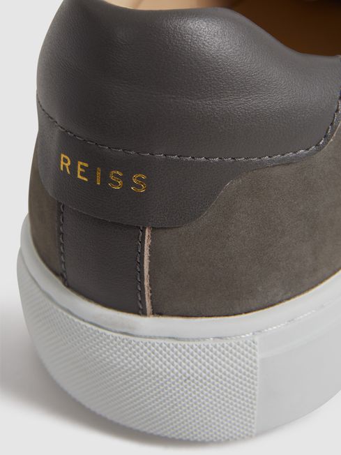Reiss Grey Finley Leather Trainers