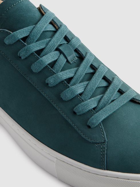 Leather Trainers in Seafoam