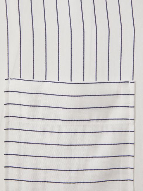 Reiss White/Navy Anchor Boxy Fit Striped Shirt