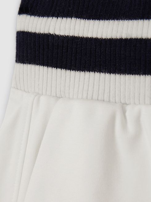 Reiss Navy/Ivory Lexi Striped Drawstring Waistband Shorts