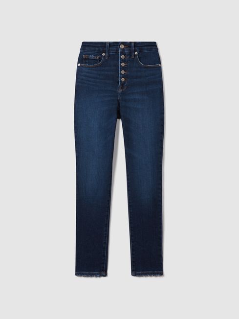Good American Indigo Good American Exposed Buttons Skinny Jeans