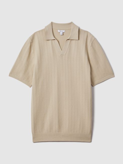 Textured Modal Blend Open Collar Shirt in Stone REISS Ireland