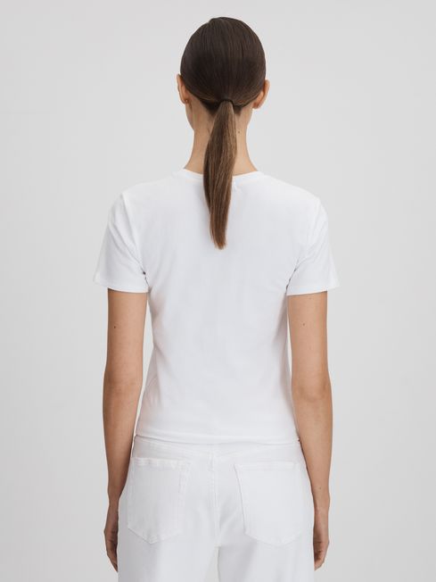 Good American White Cropped Cotton Crew Neck T-Shirt