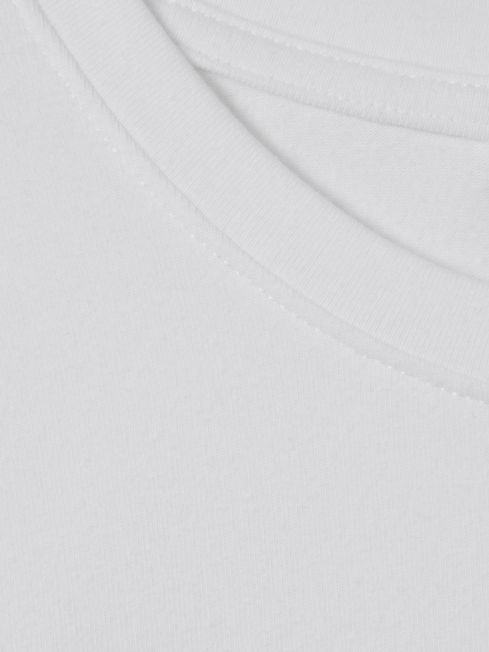Good American White Cropped Cotton Crew Neck T-Shirt