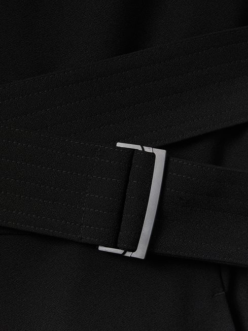 Reiss Black Riyo Fitted Belt Strap Jumpsuit
