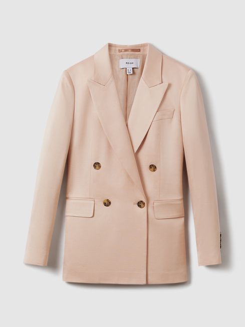 Double Breasted Satin Blazer in Pink REISS Germany