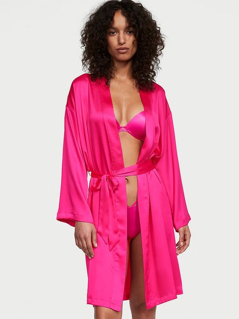 Victoria's Secret Forever Pink Satin Midi Robe