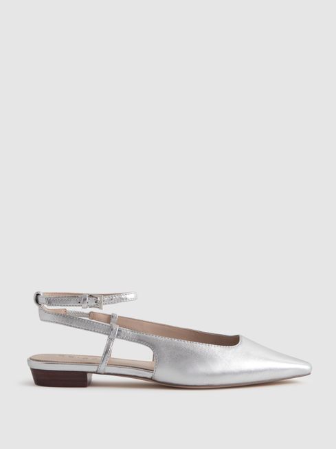 Reiss Freya Leather Slingback Ballerina Flats REISS Rest of World