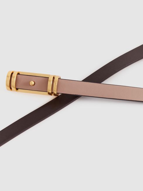 Thin Leather Belt in Nude