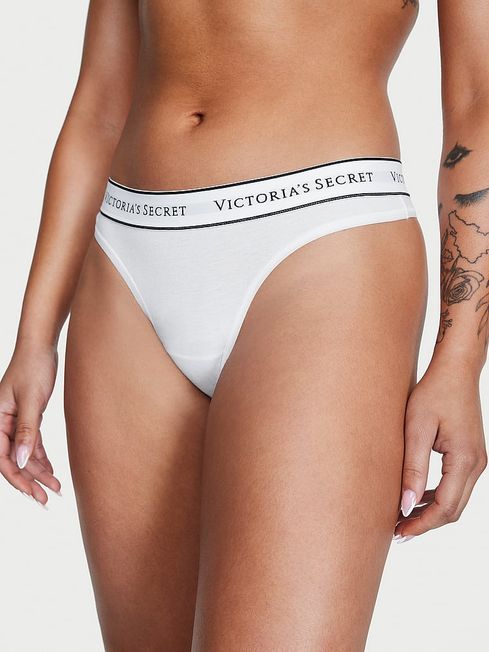 Victoria's Secret White Thong Logo Knickers