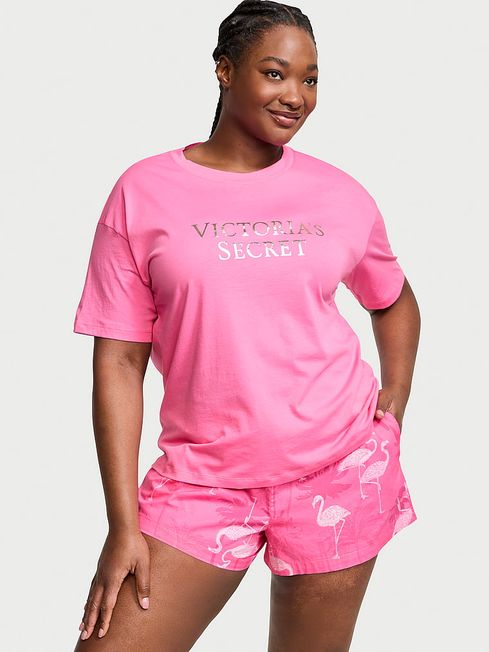 Hollywood Pink Flamingo Cotton T Shirt Short Pyjamas Victoria s Secret Ireland