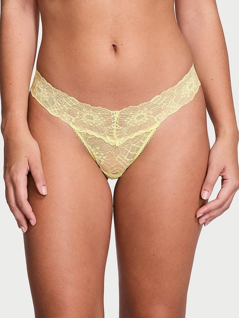 Victoria's Secret Citron Glow Yellow Flower Power Thong Knickers