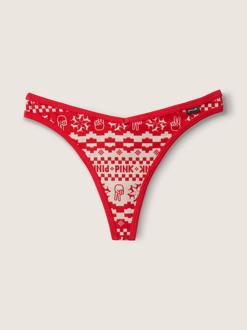 Victoria's Secret PINK Red and White Thong Cotton Knickers