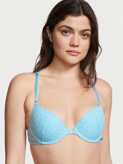 Victoria's Secret Victoria Blue Lace Front Fastening Lightly Lined T-Shirt Bra