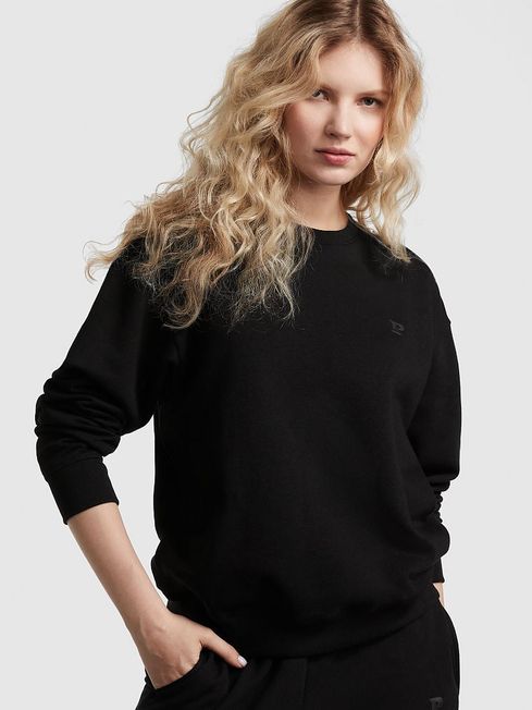 Victoria's Secret PINK Pure Black Fleece Oversized Sweatshirt