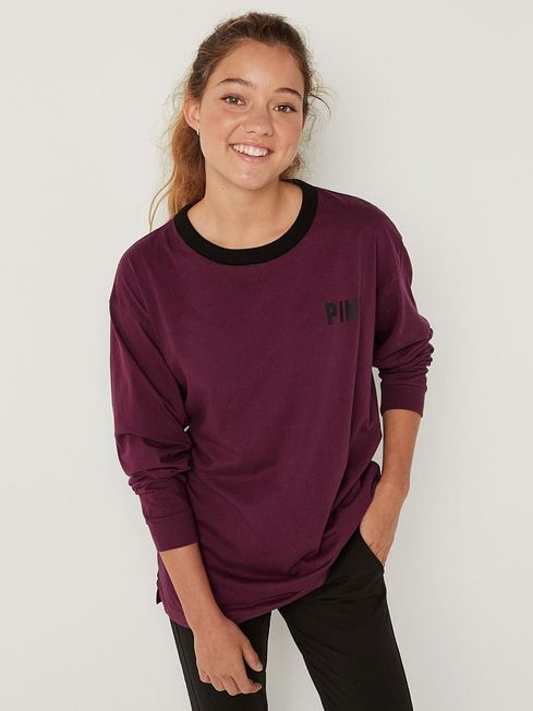 Victoria's Secret PINK Rich Maroon Red Long Sleeve T-Shirt