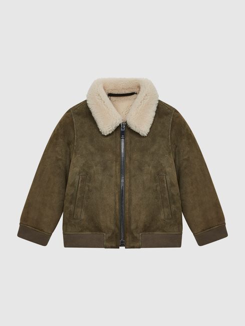 Khaki shearling jacket online