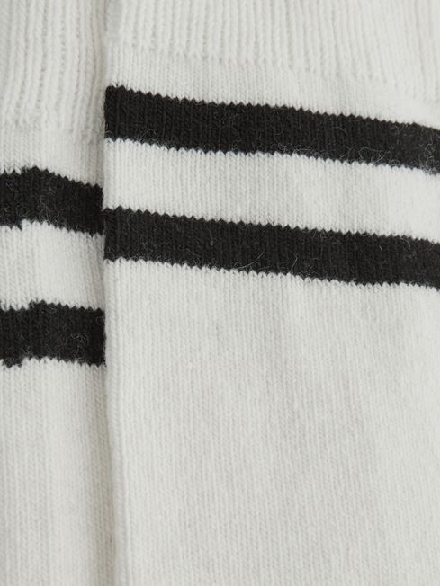 Reiss Ecru Alcott Wool Blend Striped Crew Socks