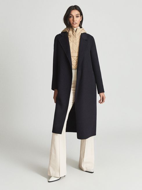 Reiss Camel Quin Hooded Quilted Gilet