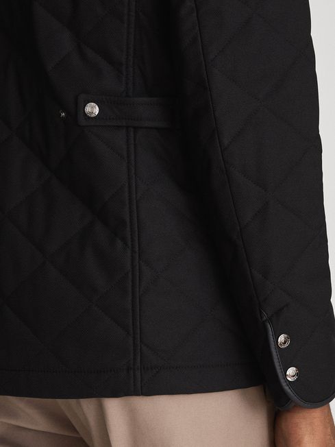 Reiss Black County Quilted Zip Through Jacket