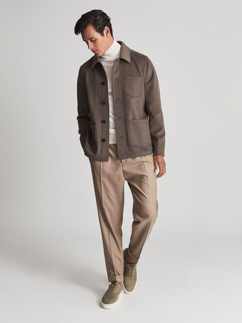 Reiss Brown Mill Brushed Worker Jacket