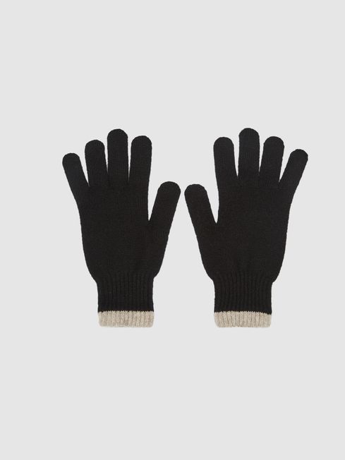 Reiss Black Picton Lambswool Gloves