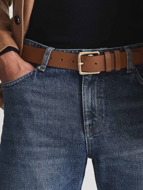Reiss Tan Ablemarle Leather Belt