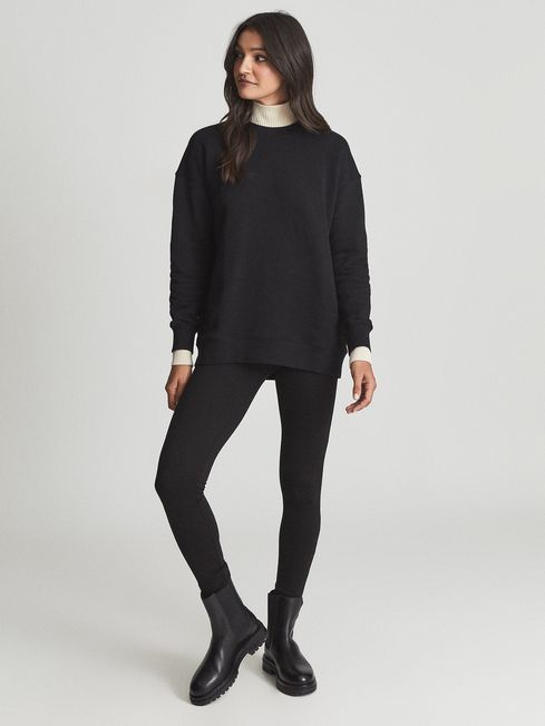 Reiss Black/Oatmeal Robyn Ribbed Roll Neck Sweater