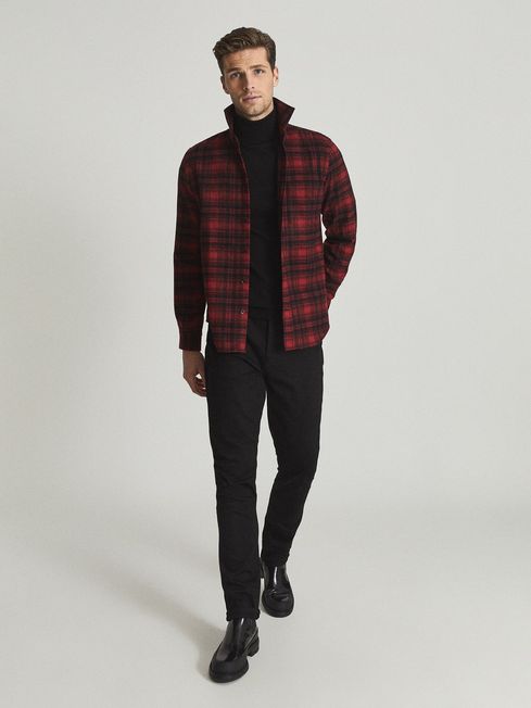 Reiss Red Kemper Checked Brushed Flannel Shirt