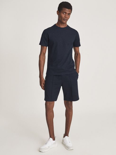 Reiss Navy Barry Textured Melange Jersey Shorts