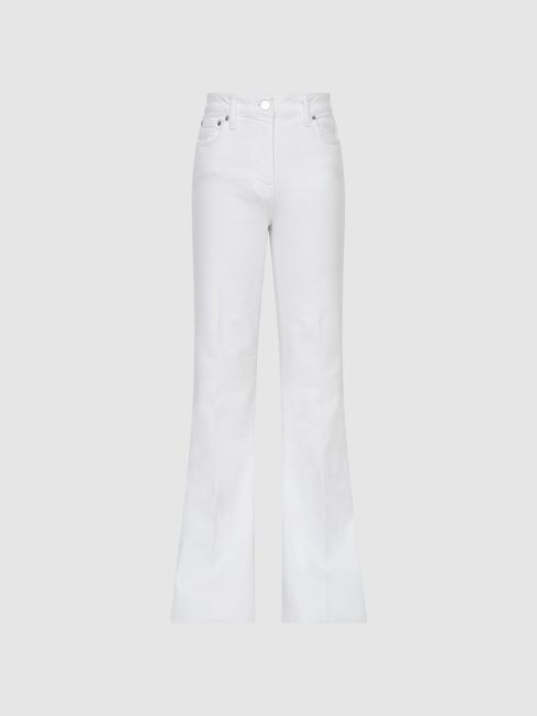 Reiss White Beau High Rise Skinny Flared Jeans