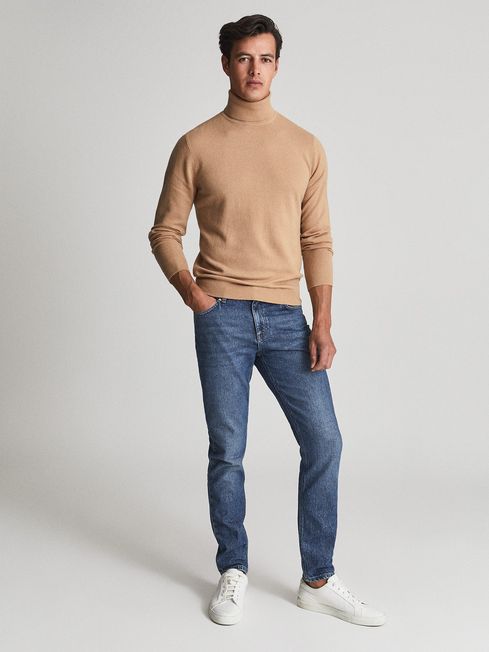 Reiss Camel Regal Cashmere Roll Neck