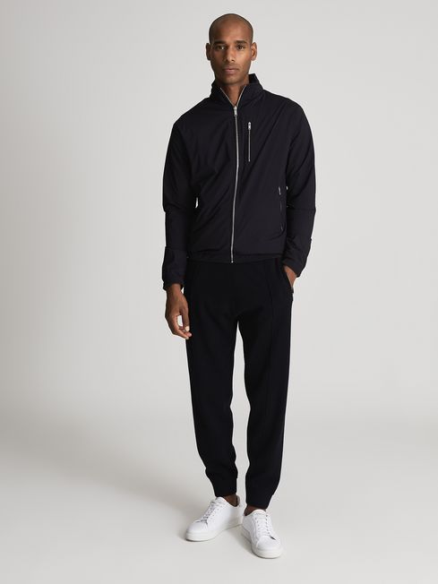 Reiss Navy Menace Knitted Joggers With Zip Detail