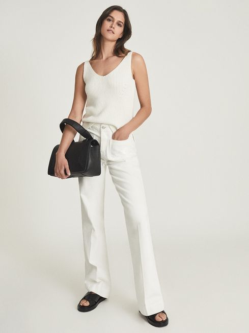 Reiss White Sienna Cotton Silk Chunky Knit Vest Top