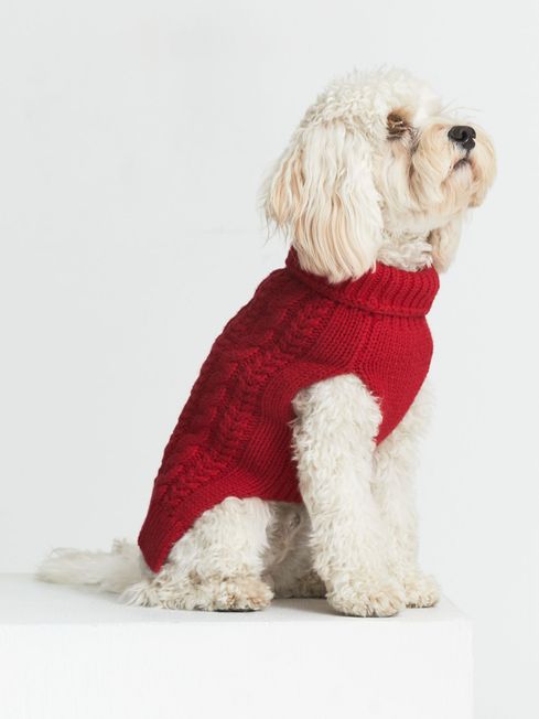 Reiss Red Aston Cable Knit Dog Sweater
